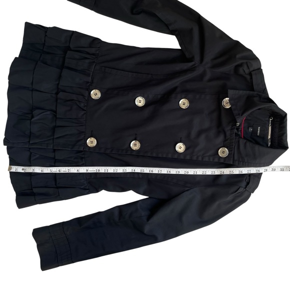 Express Ruffle Trench Coat Rain Jacket Double Breasted - Picture 11 of 13